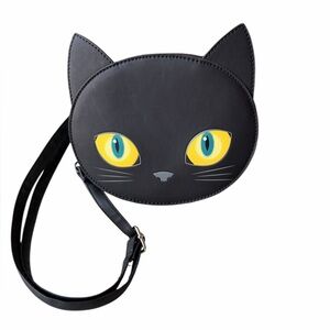 Black Cat with Ears Purse Crossbody, 8”, MAD Engine